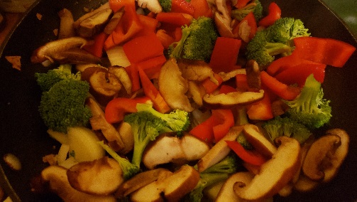vegetables in pan
